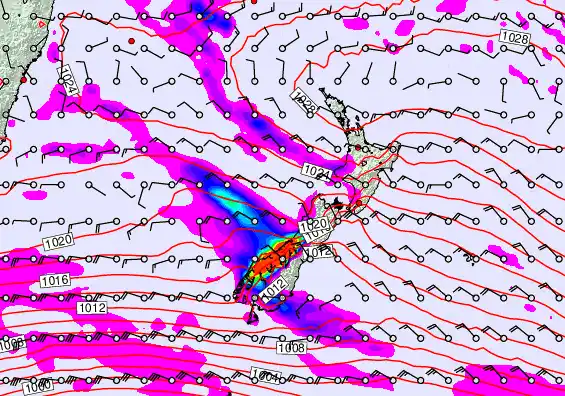 New Zealand forecast chart for Sunday, May 3rd, 2026 at 12:00 AM