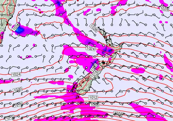 New Zealand forecast chart for Sunday, May 3rd, 2026 at 12:00 PM