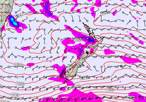 New Zealand forecast chart for Sunday, May 3rd, 2026 at 6:00 PM