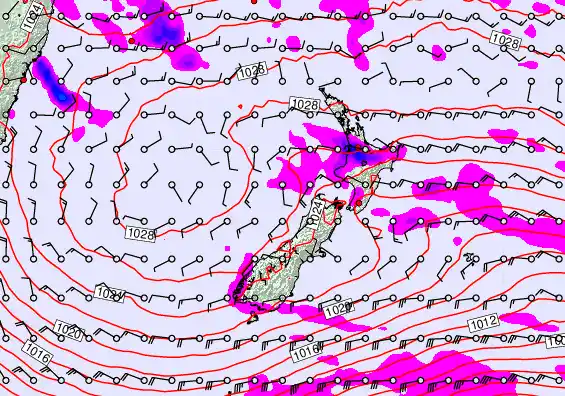 New Zealand forecast chart for Monday, May 4th, 2026 at 12:00 AM