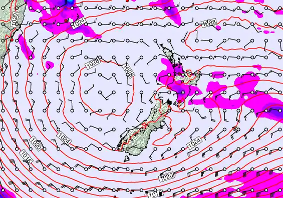 New Zealand forecast chart for Monday, May 4th, 2026 at 6:00 AM