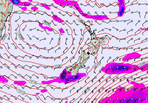 New Zealand forecast chart for Sunday, April 26th, 2026 at 6:00 AM