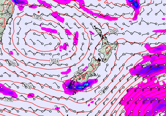 New Zealand forecast chart for Sunday, April 26th, 2026 at 12:00 PM