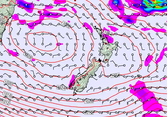 New Zealand forecast chart for Tuesday, April 28th, 2026 at 12:00 AM