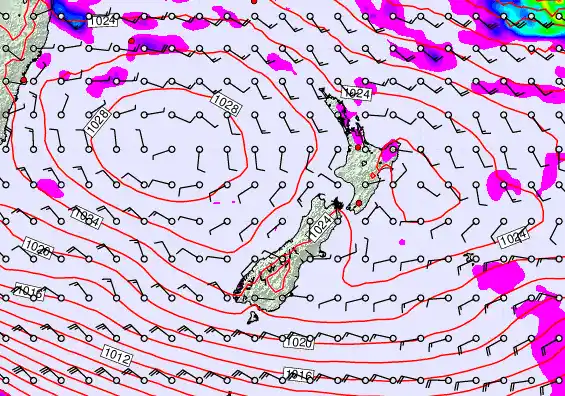 New Zealand forecast chart for Tuesday, April 28th, 2026 at 6:00 AM