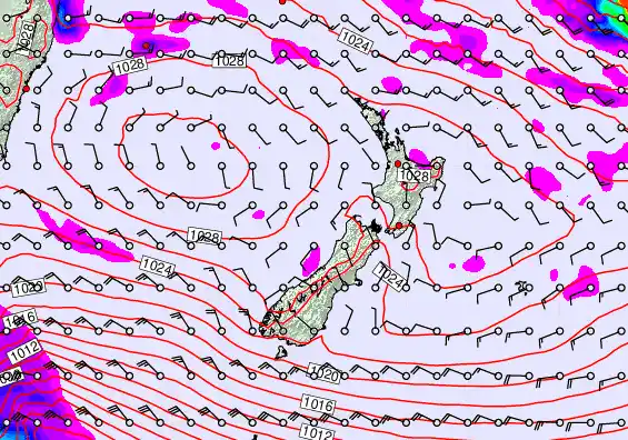 New Zealand forecast chart for Tuesday, April 28th, 2026 at 12:00 PM
