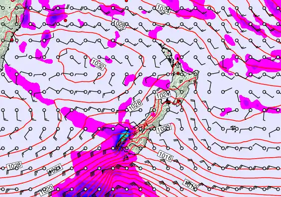 New Zealand forecast chart for Wednesday, April 29th, 2026 at 12:00 AM