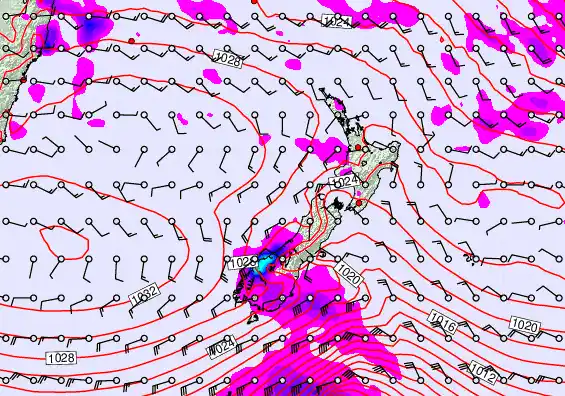 New Zealand forecast chart for Wednesday, April 29th, 2026 at 6:00 AM