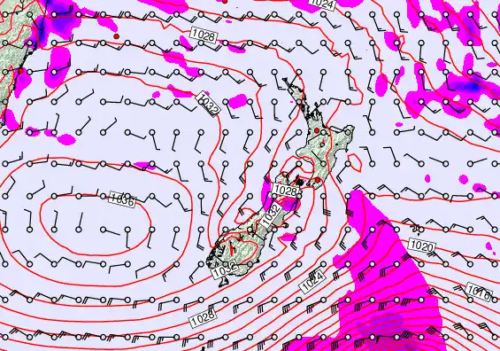 New Zealand forecast chart for Wednesday, April 29th, 2026 at 12:00 PM