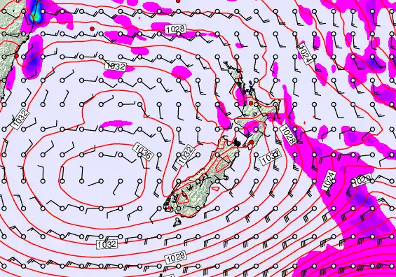 New Zealand forecast chart for Wednesday, April 29th, 2026 at 6:00 PM