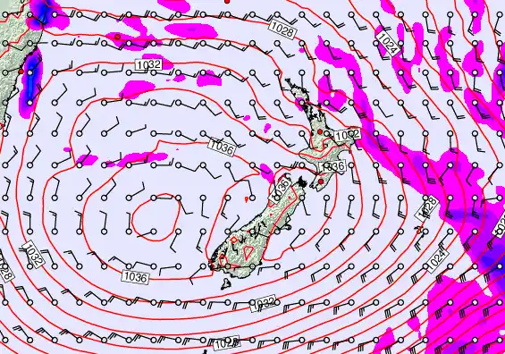 New Zealand forecast chart for Thursday, April 30th, 2026 at 12:00 AM