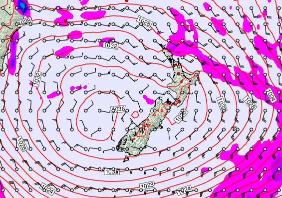 New Zealand forecast chart for Thursday, April 30th, 2026 at 6:00 AM