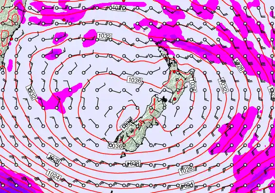 New Zealand forecast chart for Thursday, April 30th, 2026 at 12:00 PM