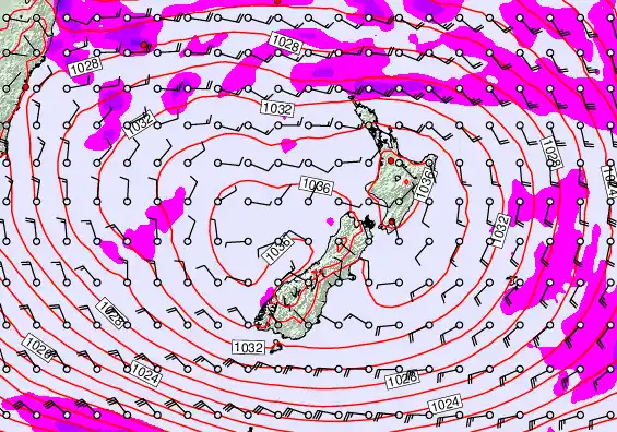 New Zealand forecast chart for Thursday, April 30th, 2026 at 6:00 PM