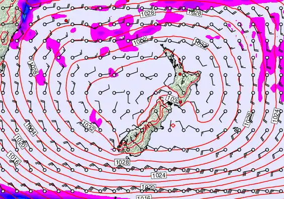New Zealand forecast chart for Friday, May 1st, 2026 at 12:00 PM