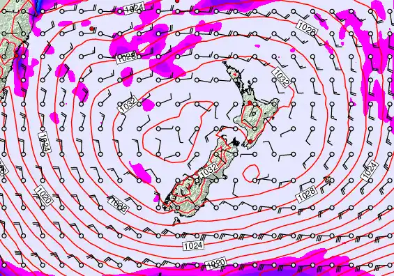 New Zealand forecast chart for Friday, May 1st, 2026 at 6:00 PM
