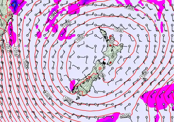 New Zealand forecast chart for Saturday, May 2nd, 2026 at 6:00 AM
