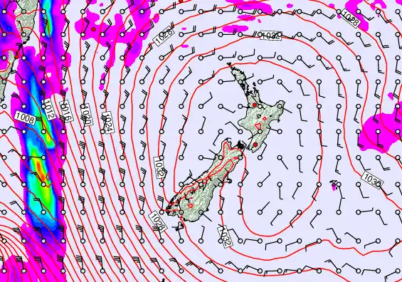 New Zealand forecast chart for Sunday, May 3rd, 2026 at 12:00 AM