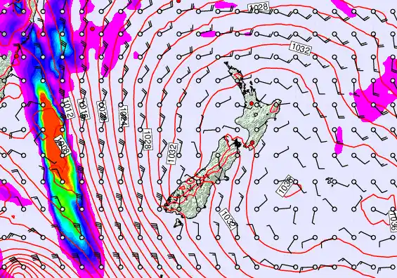 New Zealand forecast chart for Sunday, May 3rd, 2026 at 6:00 AM