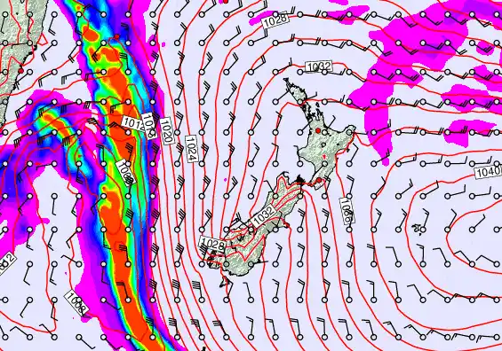 New Zealand forecast chart for Monday, May 4th, 2026 at 12:00 AM