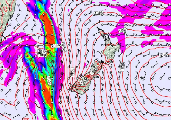 New Zealand forecast chart for Monday, May 4th, 2026 at 6:00 AM