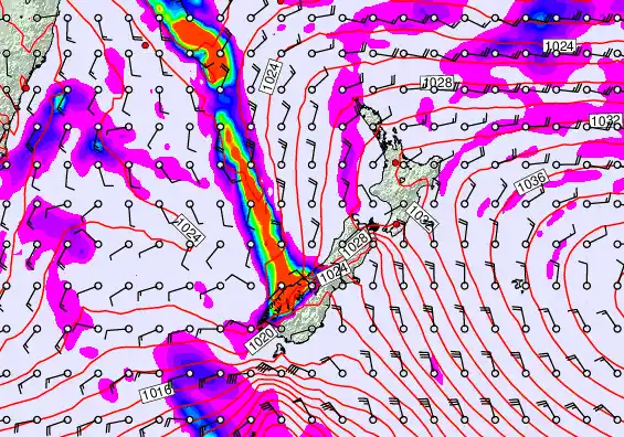 New Zealand forecast chart for Tuesday, May 5th, 2026 at 12:00 AM