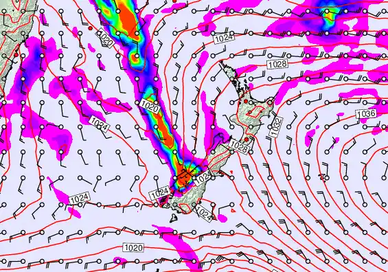New Zealand forecast chart for Tuesday, May 5th, 2026 at 6:00 AM