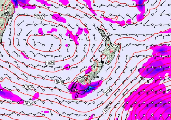 New Zealand forecast chart for Sunday, April 26th, 2026 at 12:00 PM