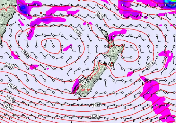 New Zealand forecast chart for Tuesday, April 28th, 2026 at 12:00 AM