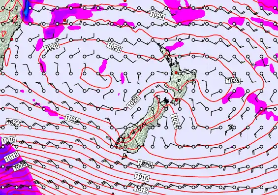New Zealand forecast chart for Tuesday, April 28th, 2026 at 12:00 PM