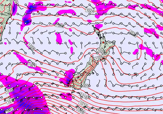 New Zealand forecast chart for Tuesday, April 28th, 2026 at 6:00 PM