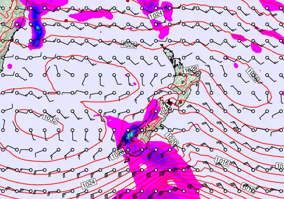 New Zealand forecast chart for Wednesday, April 29th, 2026 at 6:00 AM