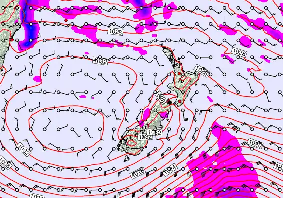 New Zealand forecast chart for Wednesday, April 29th, 2026 at 12:00 PM