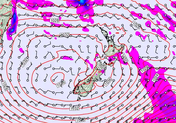 New Zealand forecast chart for Wednesday, April 29th, 2026 at 6:00 PM