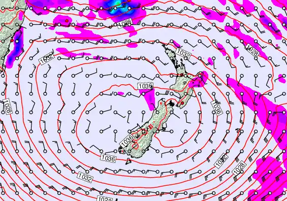 New Zealand forecast chart for Thursday, April 30th, 2026 at 12:00 AM