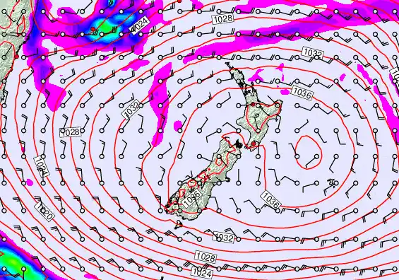 New Zealand forecast chart for Friday, May 1st, 2026 at 12:00 PM