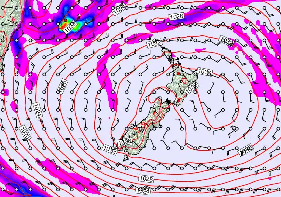 New Zealand forecast chart for Friday, May 1st, 2026 at 6:00 PM