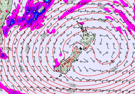 New Zealand forecast chart for Saturday, May 2nd, 2026 at 6:00 AM
