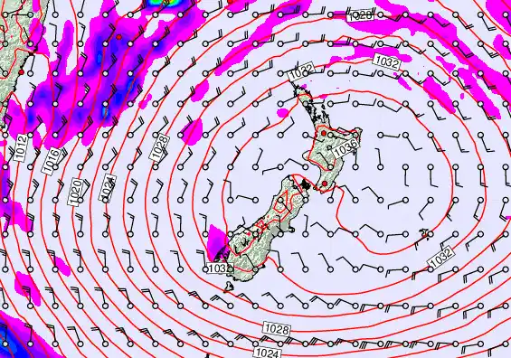 New Zealand forecast chart for Saturday, May 2nd, 2026 at 12:00 PM