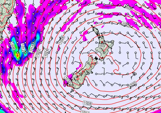 New Zealand forecast chart for Saturday, May 2nd, 2026 at 6:00 PM