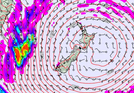New Zealand forecast chart for Sunday, May 3rd, 2026 at 12:00 AM