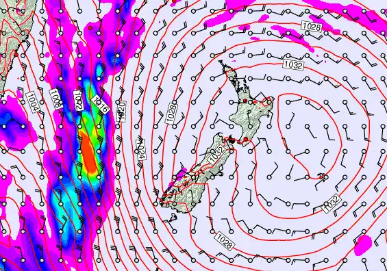 New Zealand forecast chart for Sunday, May 3rd, 2026 at 6:00 AM