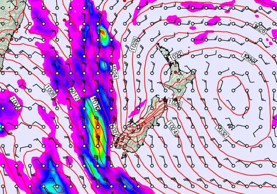 New Zealand forecast chart for Monday, May 4th, 2026 at 12:00 AM