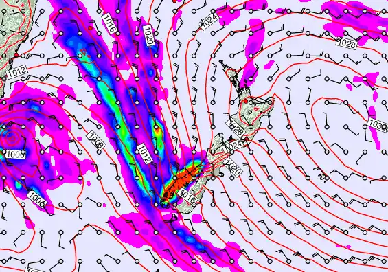 New Zealand forecast chart for Monday, May 4th, 2026 at 6:00 PM
