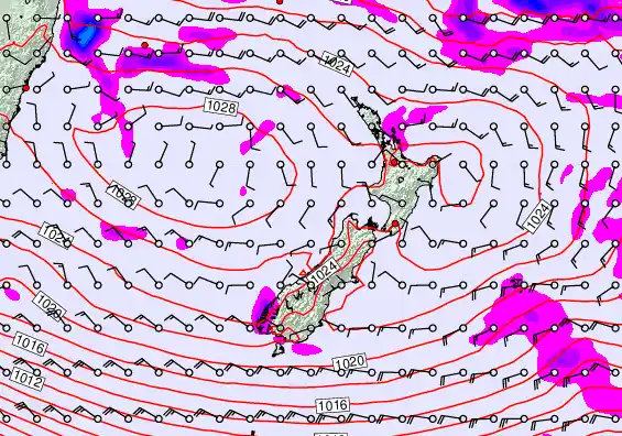 New Zealand forecast chart for Tuesday, April 28th, 2026 at 12:00 AM