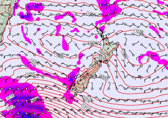 New Zealand forecast chart for Tuesday, April 28th, 2026 at 6:00 PM