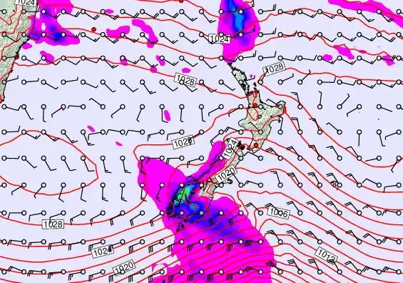 New Zealand forecast chart for Wednesday, April 29th, 2026 at 6:00 AM