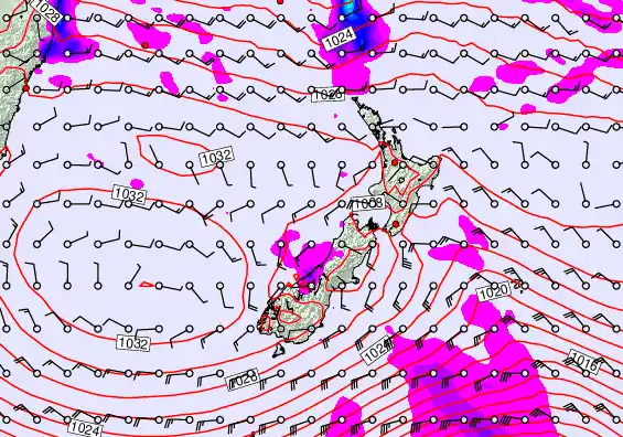 New Zealand forecast chart for Wednesday, April 29th, 2026 at 12:00 PM