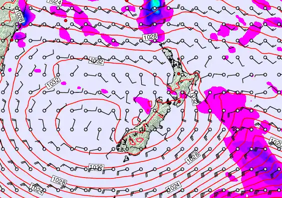 New Zealand forecast chart for Wednesday, April 29th, 2026 at 6:00 PM