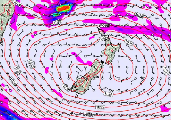 New Zealand forecast chart for Thursday, April 30th, 2026 at 6:00 PM